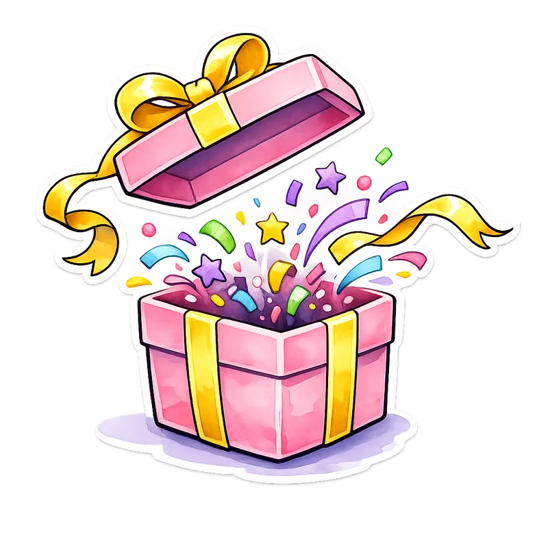 A gift box opening with a playful reveal